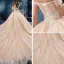 Bling Bling Champagne Wedding Dresses 2019 Ball Gown Off-The-Shoulder Short Sleeve Backless Beading Appliques Lace Glitter Tulle Cathedral Train Ruffle