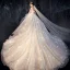 Bling Bling Champagne Brudekjoler 2019 Ballkjole Kjæreste Avtakbar Puffy 1/2 Ermer Ryggløse Appliques Blonder Glitter Tyll Chapel Train Buste