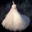 Bling Bling Champagne Brudekjoler 2019 Ballkjole Kjæreste Avtakbar Puffy 1/2 Ermer Ryggløse Appliques Blonder Glitter Tyll Chapel Train Buste