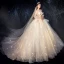 Bling Bling Champagne Brudekjoler 2019 Ballkjole Kjæreste Avtakbar Puffy 1/2 Ermer Ryggløse Appliques Blonder Glitter Tyll Chapel Train Buste