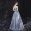 Charmant Bleu Ciel Robe De Soirée 2019 Princesse De l'épaule Transparentes Col v profond Manches Courtes Glitter Tulle Longue Volants Dos Nu Robe De Ceremonie