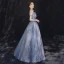 Charmant Bleu Ciel Robe De Soirée 2019 Princesse De l'épaule Transparentes Col v profond Manches Courtes Glitter Tulle Longue Volants Dos Nu Robe De Ceremonie