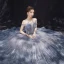 Charmant Bleu Ciel Robe De Soirée 2019 Princesse De l'épaule Transparentes Col v profond Manches Courtes Glitter Tulle Longue Volants Dos Nu Robe De Ceremonie