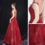 Luxe Bordeaux Transparentes Robe De Soirée 2019 Princesse Col Haut Sans Manches Paillettes Perlage Glitter Tulle Longue Volants Dos Nu Robe De Ceremonie