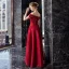 Best Burgundy Lace Evening Dresses  2019 A-Line / Princess Off-The-Shoulder Short Sleeve Appliques Lace Rhinestone Floor-Length / Long Ruffle Backless Formal Dresses