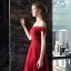 Best Burgundy Lace Evening Dresses  2019 A-Line / Princess Off-The-Shoulder Short Sleeve Appliques Lace Rhinestone Floor-Length / Long Ruffle Backless Formal Dresses