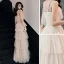 Chic / Belle Champagne Robe De Soirée 2019 Princesse Sans Manches Faux Diamant Ceinture Longue Volants en Cascade Dos Nu Robe De Ceremonie