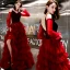 Affordable Burgundy Suede Evening Dresses  2019 A-Line / Princess Spaghetti Straps Puffy Long Sleeve Floor-Length / Long Cascading Ruffles Backless Formal Dresses