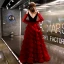Affordable Burgundy Suede Evening Dresses  2019 A-Line / Princess Spaghetti Straps Puffy Long Sleeve Floor-Length / Long Cascading Ruffles Backless Formal Dresses