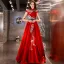 Chinese style Affordable Red Satin Evening Dresses  2019 A-Line / Princess High Neck Sleeveless Embroidered Flower Bow Sash Floor-Length / Long Ruffle Backless Formal Dresses