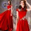 Style Chinois Abordable Rouge Satin Robe De Soirée 2019 Princesse Col Haut Sans Manches Brodé Fleur Perlage Longue Volants Dos Nu Robe De Ceremonie