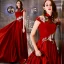 Style Chinois Abordable Rouge Satin Robe De Soirée 2019 Princesse Col Haut Sans Manches Brodé Fleur Perlage Longue Volants Dos Nu Robe De Ceremonie