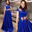 Style Chinois Abordable Rouge Satin Robe De Soirée 2019 Princesse Col Haut Sans Manches Brodé Fleur Perlage Longue Volants Dos Nu Robe De Ceremonie