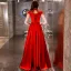 Style Chinois Abordable Rouge Satin Robe De Soirée 2019 Princesse Col Haut Sans Manches Brodé Fleur Perlage Longue Volants Dos Nu Robe De Ceremonie
