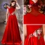 Style Chinois Abordable Rouge Satin Robe De Soirée 2019 Princesse Col Haut Sans Manches Brodé Fleur Perlage Longue Volants Dos Nu Robe De Ceremonie