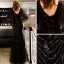 Abordable Noire Glitter Paillettes Robe De Soirée 2019 Trompette / Sirène V-Cou 1/2 Manches Longue Volants Dos Nu Robe De Ceremonie