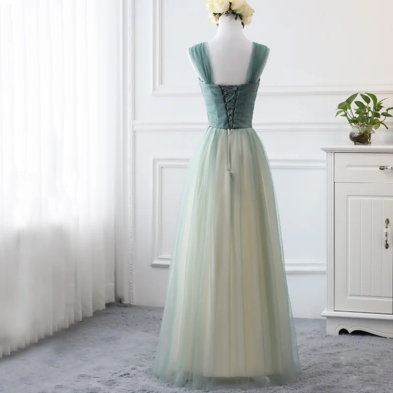 Affordable Sage Green Bridesmaid Dresses 2019 A-Line Princess Shoulders Sleeveless Sash