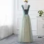 Affordable Sage Green Bridesmaid Dresses 2019 A-Line / Princess Shoulders Sleeveless Backless Rhinestone Sash Wedding Party Dresses