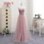 Affordable Pearl Pink Bridesmaid Dresses 2019 A-Line / Princess Off-The-Shoulder Short Sleeve Rhinestone Sash Floor-Length / Long Ruffle Backless Wedding Party Dresses