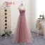 Affordable Pearl Pink Bridesmaid Dresses 2019 A-Line / Princess Off-The-Shoulder Short Sleeve Rhinestone Sash Floor-Length / Long Ruffle Backless Wedding Party Dresses