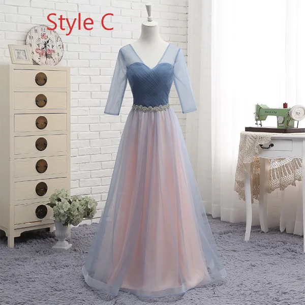 Affordable Pearl Pink Bridesmaid Dresses 2019 A-Line / Princess Off-The-Shoulder Short Sleeve Rhinestone Sash Floor-Length / Long Ruffle Backless Wedding Party Dresses