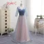 Affordable Pearl Pink Bridesmaid Dresses 2019 A-Line / Princess Off-The-Shoulder Short Sleeve Rhinestone Sash Floor-Length / Long Ruffle Backless Wedding Party Dresses