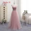 Affordable Pearl Pink Bridesmaid Dresses 2019 A-Line / Princess Off-The-Shoulder Short Sleeve Rhinestone Sash Floor-Length / Long Ruffle Backless Wedding Party Dresses