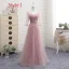 Affordable Pearl Pink Bridesmaid Dresses 2019 A-Line / Princess Off-The-Shoulder Short Sleeve Rhinestone Sash Floor-Length / Long Ruffle Backless Wedding Party Dresses