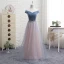 Affordable Pearl Pink Bridesmaid Dresses 2019 A-Line / Princess Off-The-Shoulder Short Sleeve Rhinestone Sash Floor-Length / Long Ruffle Backless Wedding Party Dresses