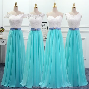 Abordable Vert Jade Chiffon Robe Demoiselle D Honneur 2019 Princesse Perle Ceinture Longue Volants Dos Nu Robe Pour Mariage