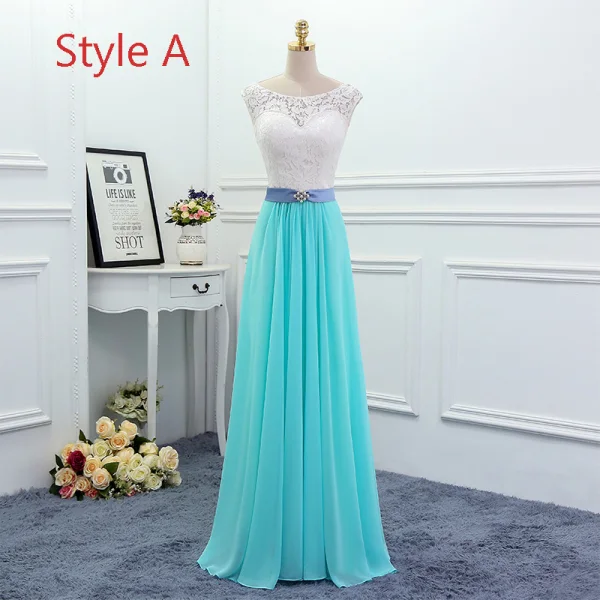 Affordable Jade Green Chiffon Bridesmaid Dresses 2019 A-Line / Princess Pearl Sash Floor-Length / Long Ruffle Backless Wedding Party Dresses