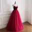 Modest / Simple Burgundy Suede Prom Dresses 2019 A-Line / Princess Spaghetti Straps Sleeveless Floor-Length / Long Ruffle Backless Formal Dresses