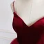 Modest / Simple Burgundy Suede Prom Dresses 2019 A-Line / Princess Spaghetti Straps Sleeveless Floor-Length / Long Ruffle Backless Formal Dresses