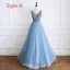 Luxury / Gorgeous Pool Blue Evening Dresses  2019 A-Line / Princess Off-The-Shoulder Short Sleeve Handmade  Beading Glitter Tulle Floor-Length / Long Ruffle Backless Formal Dresses