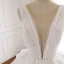 Sexy Champagne Organza Wedding Dresses 2019 A-Line / Princess See-through Deep V-Neck Sleeveless Backless Glitter Tulle Court Train
