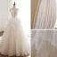 Sexy Champagne Organza Wedding Dresses 2019 A-Line / Princess See-through Deep V-Neck Sleeveless Backless Glitter Tulle Court Train