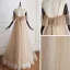 Luxury / Gorgeous Gold Prom Dresses 2019 A-Line / Princess Spaghetti Straps Short Sleeve Beading Glitter Tulle Floor-Length / Long Ruffle Backless Formal Dresses