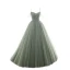 Luxury / Gorgeous Sage Green Prom Dresses 2019 A-Line / Princess Spaghetti Straps Short Sleeve Glitter Beading Sequins Sweep Train Backless Ruffle Formal Dresses