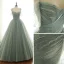Luxury / Gorgeous Sage Green Prom Dresses 2019 A-Line / Princess Spaghetti Straps Short Sleeve Glitter Beading Sequins Sweep Train Backless Ruffle Formal Dresses