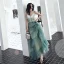 Chic / Beautiful Green Evening Dresses  2019 A-Line / Princess Spaghetti Straps V-Neck Sleeveless Floor-Length / Long Cascading Ruffles Backless Formal Dresses