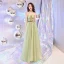 Flower Fairy Sage Green See-through Prom Dresses 2019 A-Line / Princess Strapless Sleeveless Appliques Lace Sash Floor-Length / Long Ruffle Backless Formal Dresses