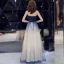 Élégant Bleu Marine Dégradé De Couleur Champagne Robe De Soirée 2019 Princesse Bustier Sans Manches Appliques En Dentelle Faux Diamant Glitter Tulle Longue Volants Dos Nu Robe De Ceremonie
