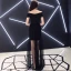 Schlicht Erschwinglich Schwarz Sommer Abendkleider 2019 A Linie Off Shoulder Kurze Ärmel Lange Rückenfreies Festliche Kleider