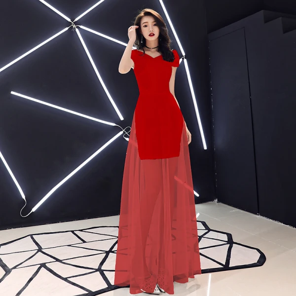Schlicht Erschwinglich Schwarz Sommer Abendkleider 2019 A Linie Off Shoulder Kurze Ärmel Lange Rückenfreies Festliche Kleider