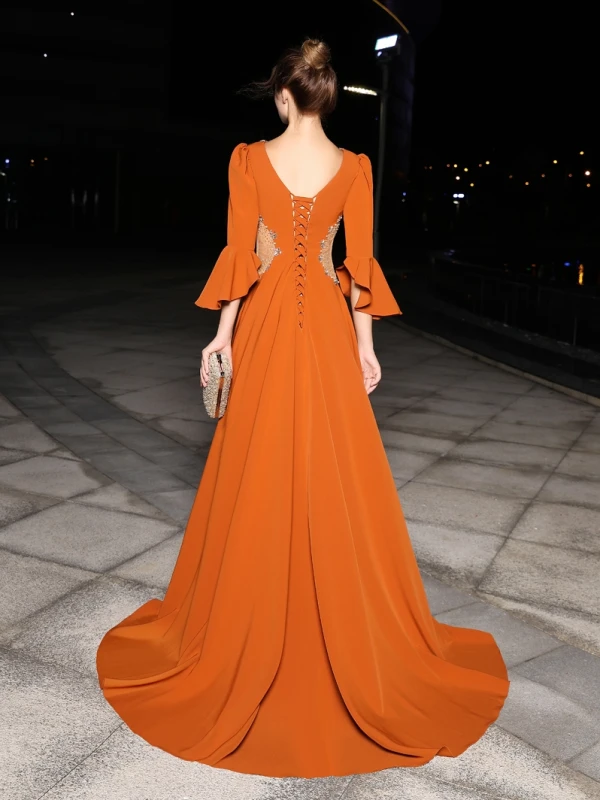 bell sleeve formal dresses MGNY Madeline Gardner New York 72830 Long Bell Sleeves Formal Dress