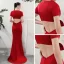 Modern / Fashion Red Evening Dresses  2019 Trumpet / Mermaid V-Neck Short Sleeve Bow Sweep Train Backless Formal Dresses