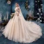 Elegant Champagne Brudekjoler 2019 Prinsesse Kjæreste Uten Ermer Ryggløse Beading Glitter Tyll Cathedral Train Buste