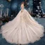 Elegant Champagne Brudekjoler 2019 Prinsesse Kjæreste Uten Ermer Ryggløse Beading Glitter Tyll Cathedral Train Buste