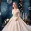 Elegant Champagne Wedding Dresses 2019 A-Line / Princess Off-The-Shoulder V-Neck Short Sleeve Backless Appliques Lace Beading Cathedral Train Ruffle