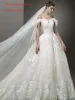 Best Ivory Wedding Dresses 2019 A-Line / Princess Off-The-Shoulder Short Sleeve Backless Appliques Lace Beading Sweep Train Ruffle